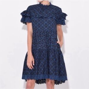 Ulla Johnson Leonie Floral Print Tiered Ruffle Dress w Pockets +MEASUREMENTS 2